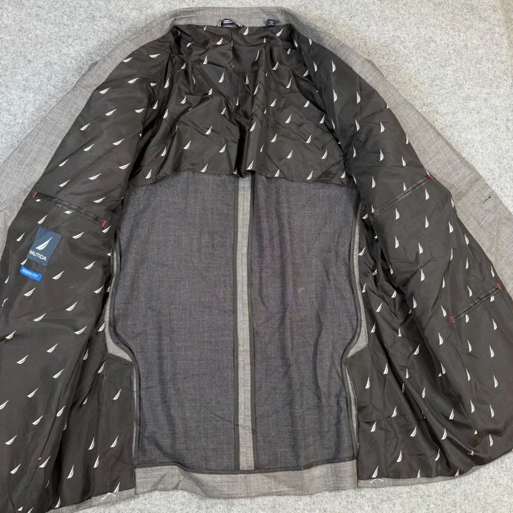 Nautica Mens Modern Fit Active Stretch Blazer Jacket Gray 48R NC656 JENSEN
